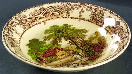 Rural Scenes Brown Multicolor Coupe Soup Bowl