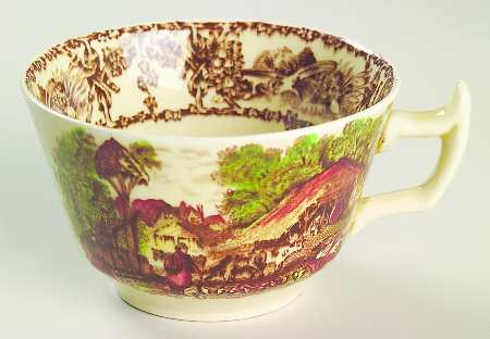 Rural Scenes Brown Multicolor Flat Cup
