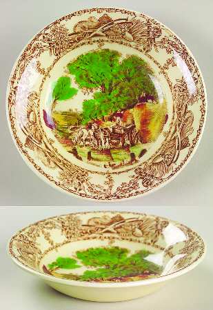 Rural Scenes Brown Multicolor Fruit/Dessert (Sauce) Bowl