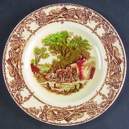 Rural Scenes Brown Multicolor Bread & Butter Plate