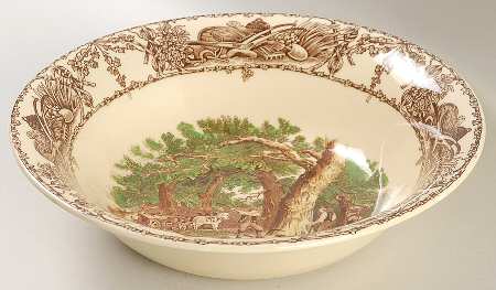 Rural Scenes Brown Multicolor 8" Round Vegetable Bowl