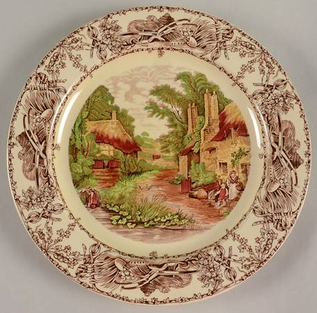 Rural Scenes Brown Multicolor 12" Chop Plate (Round Platter)