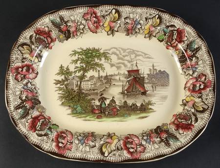 Safe Harbour Brown Multicolor 15" Oval Serving Platter