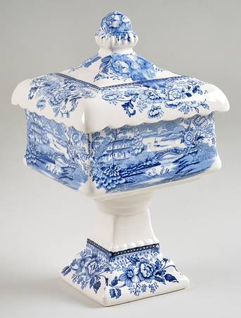 Tonquin Blue Pedestal Wedding Bowl & Lid