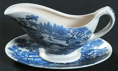 Tonquin Blue Individual Gravy Boat & Plate