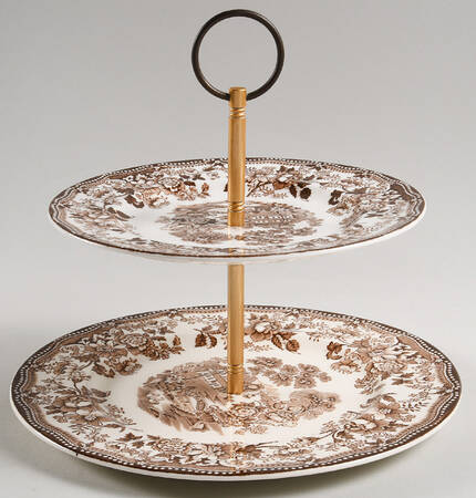 Tonquin Brown 2 Tiered Serving Tray (Dinner & Salad Plate)