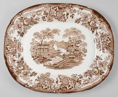 Tonquin Brown 14" Oval Serving Platter