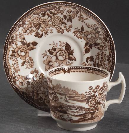Tonquin Brown Flat Demitasse Cup & Saucer Set