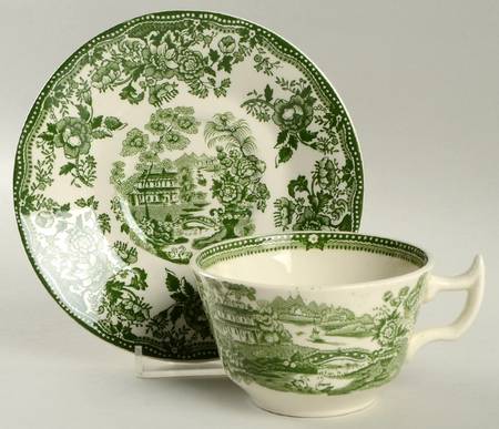 Tonquin Green Flat Cup & Saucer Set