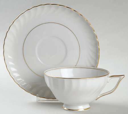 Annette (Gold Trim) Footed Cup & Saucer Set