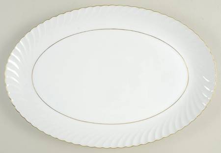 Annette (Gold Trim) 13" Oval Serving Platter