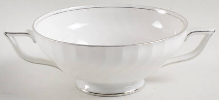 Annette (Platinum Trim) Footed Cream Soup Bowl