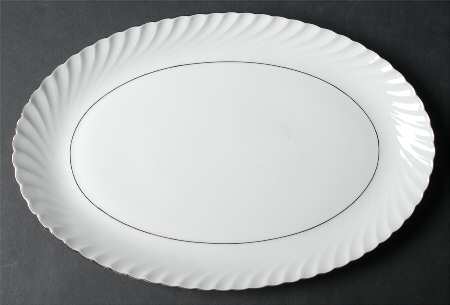 Annette (Platinum Trim) 12" Oval Serving Platter