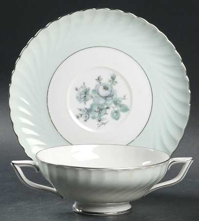 Dawn Rose Footed Cream Soup Bowl & Saucer Set