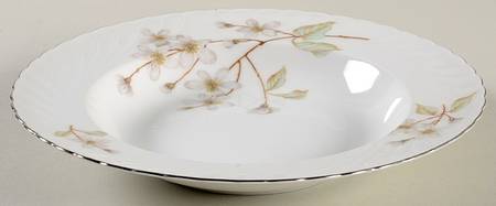 Dogwood (Platinum Trim) Rim Soup Bowl