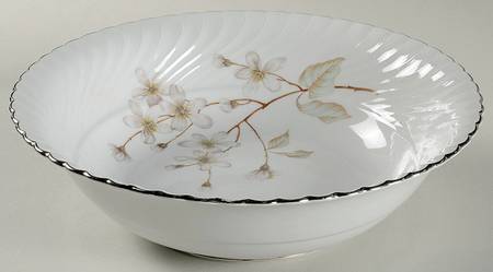 Dogwood (Platinum Trim) 9" Round Vegetable Bowl