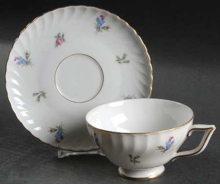 Dresden Flowers (Gold Trim) Footed Cup & Saucer Set