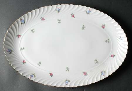 Dresden Flowers (Gold Trim) 15" Oval Serving Platter