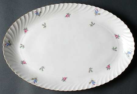 Dresden Flowers (Gold Trim) 13" Oval Serving Platter