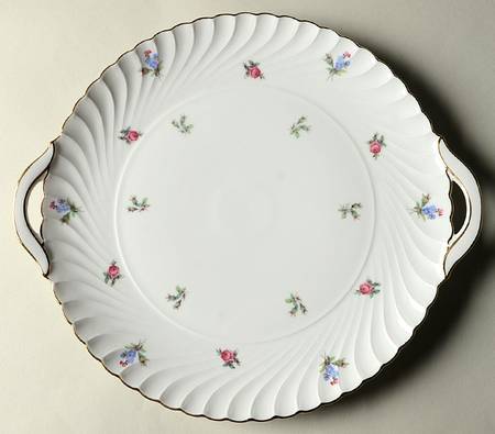 Dresden Flowers (Gold Trim) Handled Cake Plate