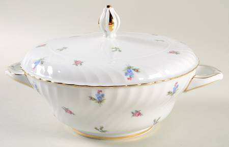 Dresden Flowers (Gold Trim) Round Covered Vegetable