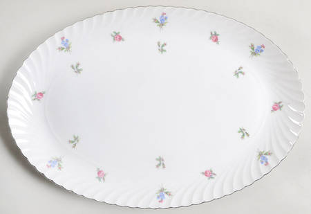 Dresden Flowers (Platinum Trim) 13" Oval Serving Platter