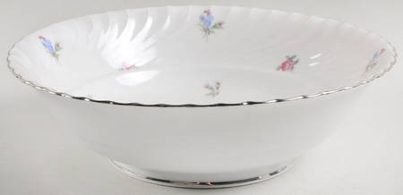 Dresden Flowers (Platinum Trim) 9" Round Vegetable Bowl