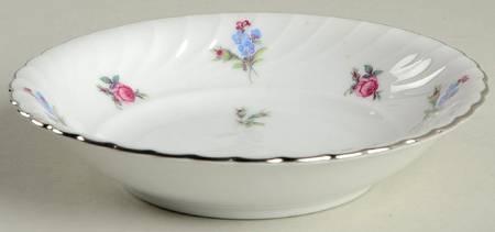 Dresden Flowers (Platinum Trim) Fruit/Dessert (Sauce) Bowl
