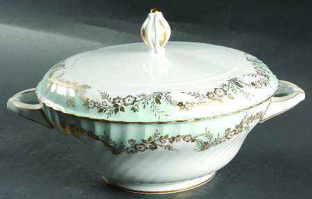 Duchess Blue Green Round Covered Vegetable