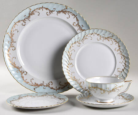 Elegance Blue Green (Gold Trim) 5 Piece Place Setting