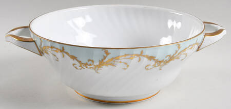 Elegance Blue Green (Gold Trim) Round Vegetable No Lid