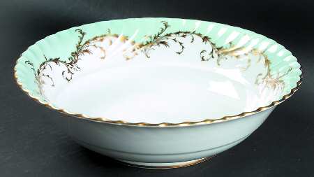 Elegance Blue Green (Gold Trim) 9" Round Vegetable Bowl