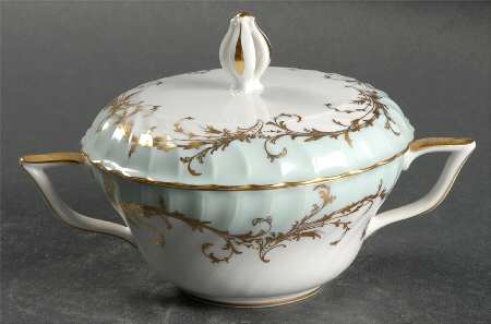 Elegance Blue Green (Gold Trim) Sugar Bowl & Lid