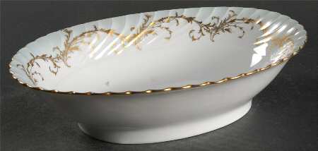 Elegance Blue Green (Gold Trim) 9" Oval Vegetable Bowl
