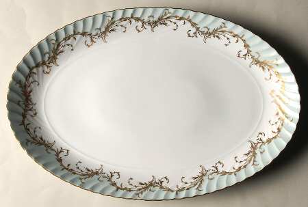 Elegance Blue Green (Gold Trim) 13" Oval Serving Platter