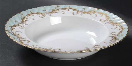 Elegance Blue Green (Gold Trim) Rim Soup Bowl