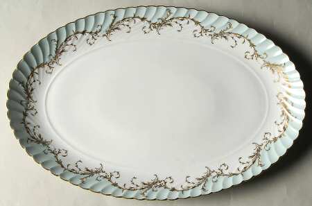 Elegance Blue Green (Gold Trim) 15" Oval Serving Platter