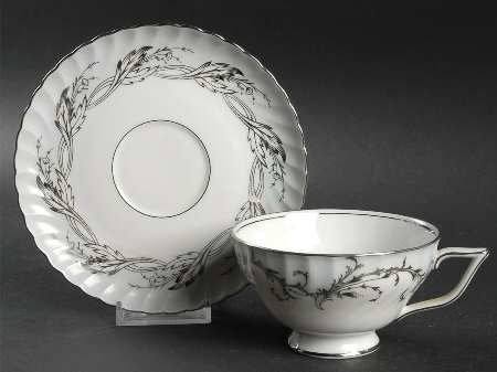 Elegance Grey Footed Cup & Saucer Set