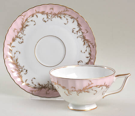 Elegance Rose (Pink, Gold Trim) Footed Cup & Saucer Set