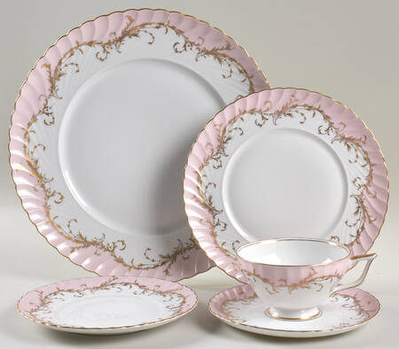Elegance Rose (Pink, Gold Trim) 5 Piece Place Setting
