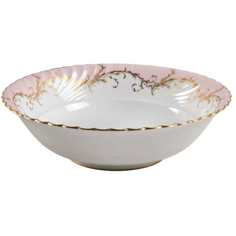 Elegance Rose (Pink, Gold Trim) 9" Round Vegetable Bowl