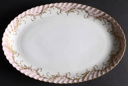 Elegance Rose (Pink, Gold Trim) 12" Oval Serving Platter