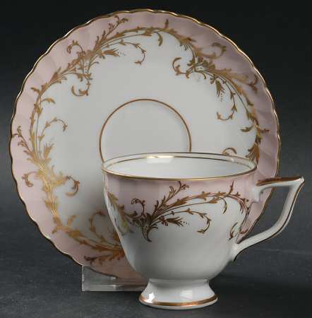 Elegance Rose (Pink, Gold Trim) Footed Demitasse Cup & Saucer Set by Royal Tettau
