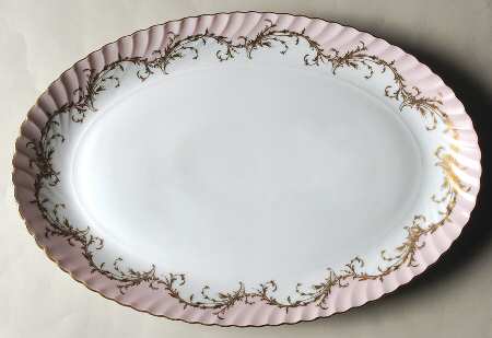 Elegance Rose (Pink, Gold Trim) 13" Oval Serving Platter
