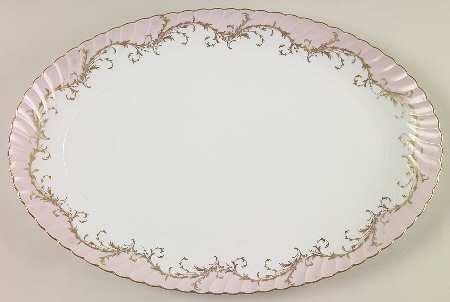 Elegance Rose (Pink, Gold Trim) 15" Oval Serving Platter