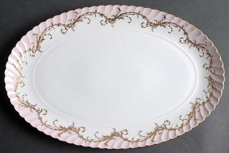 Elegance Rose (Pink, Gold Trim) 16" Oval Serving Platter