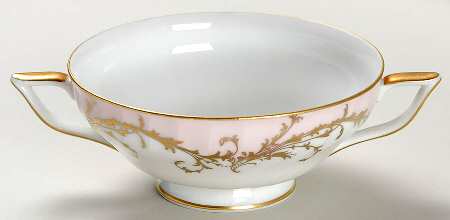 Elegance Rose (Pink, Gold Trim) Footed Cream Soup Bowl