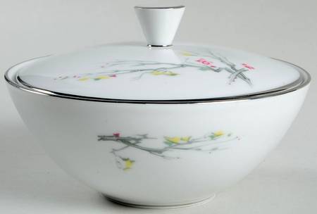 Gray Bark (Platinum Trim) Sugar Bowl & Lid