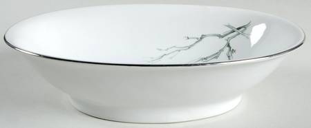 Gray Bark (Platinum Trim) 9" Oval Vegetable Bowl