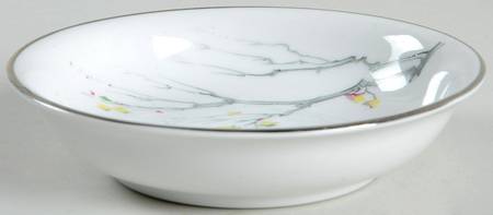 Gray Bark (Platinum Trim) Fruit/Dessert (Sauce) Bowl